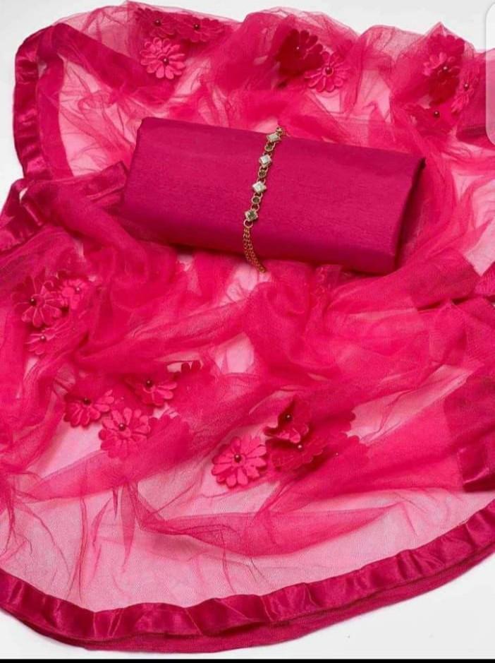 Pink Katan Silk 3-Piece Wedding Suit with Net Dupatta