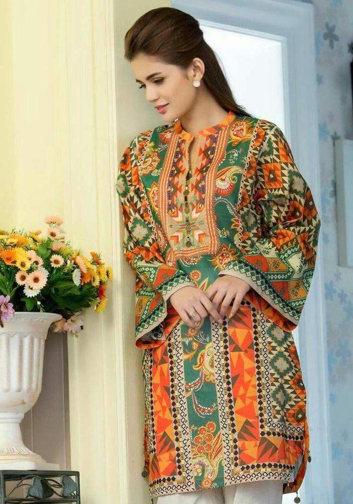 Printed Swiss Lawn Shirt for Women Multicolor Paisley Design