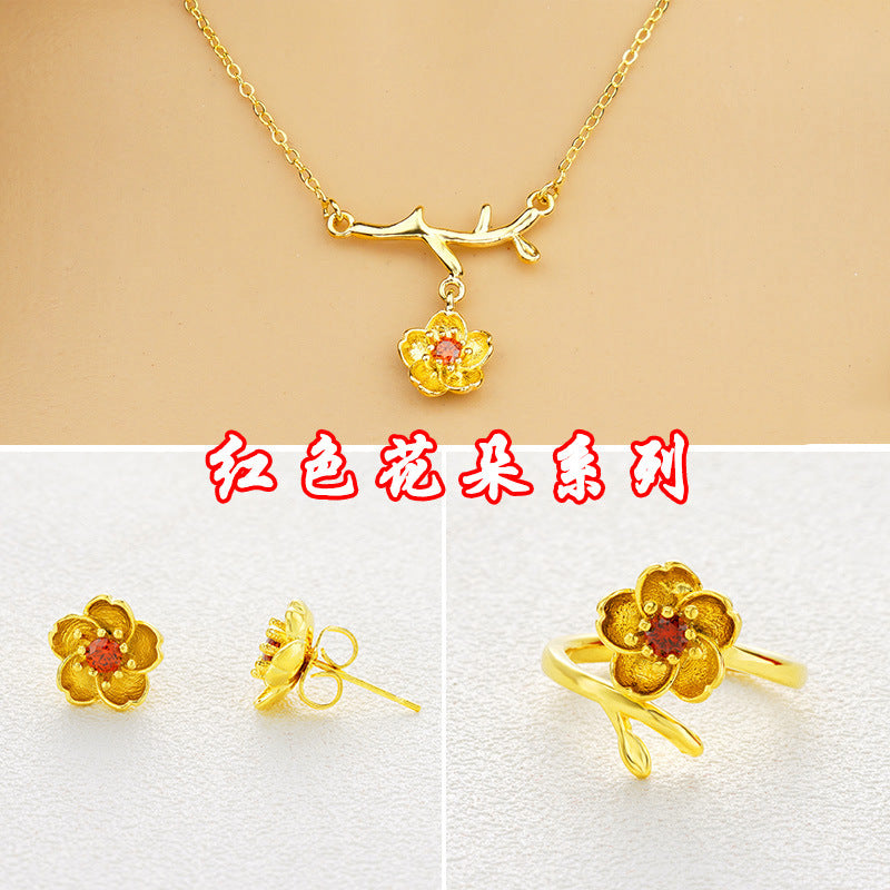 Gold Plated Daisy Jewelry Set for Women