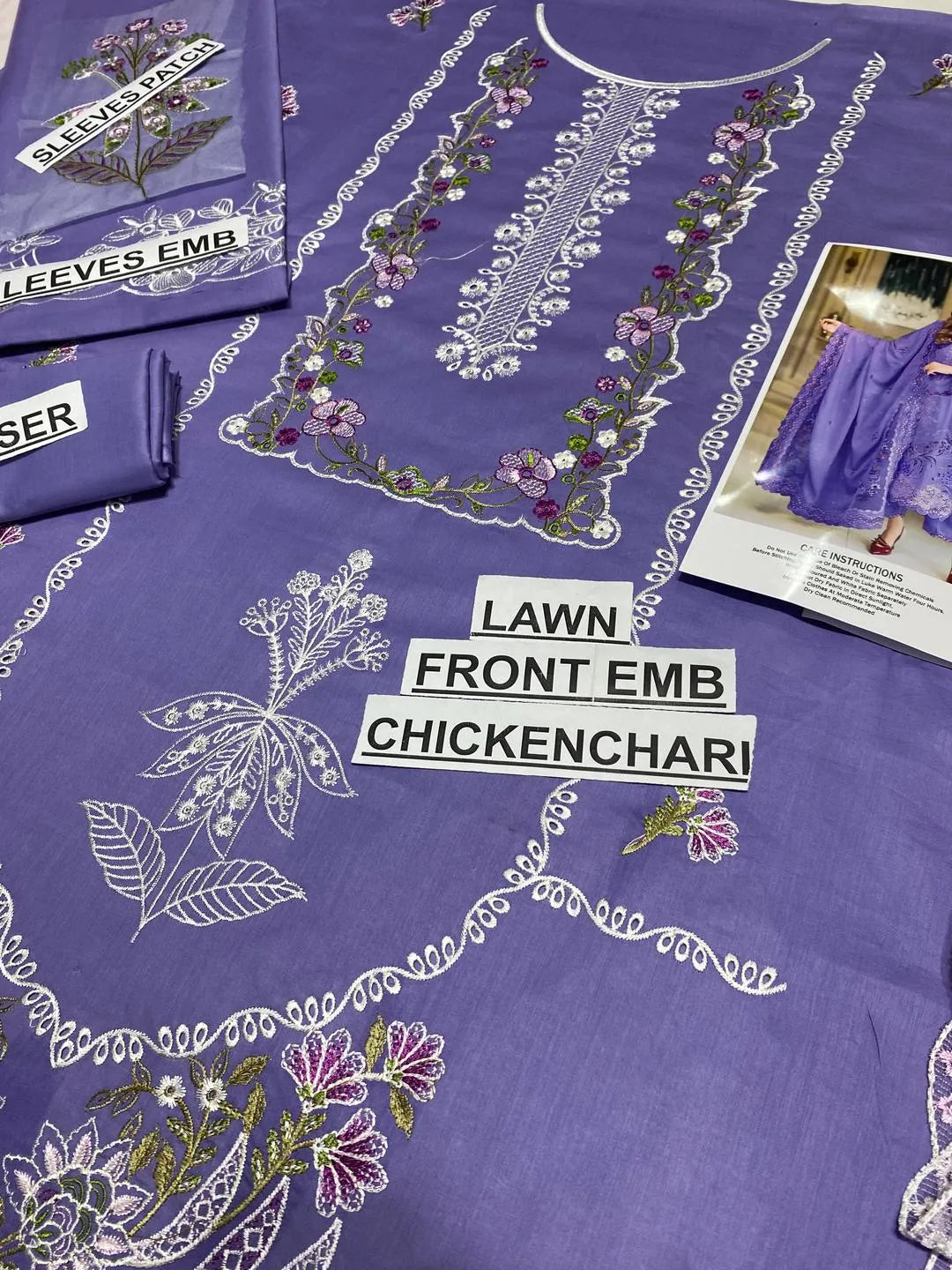 Purple Chikankari Lawn 3-Piece Suit for Women