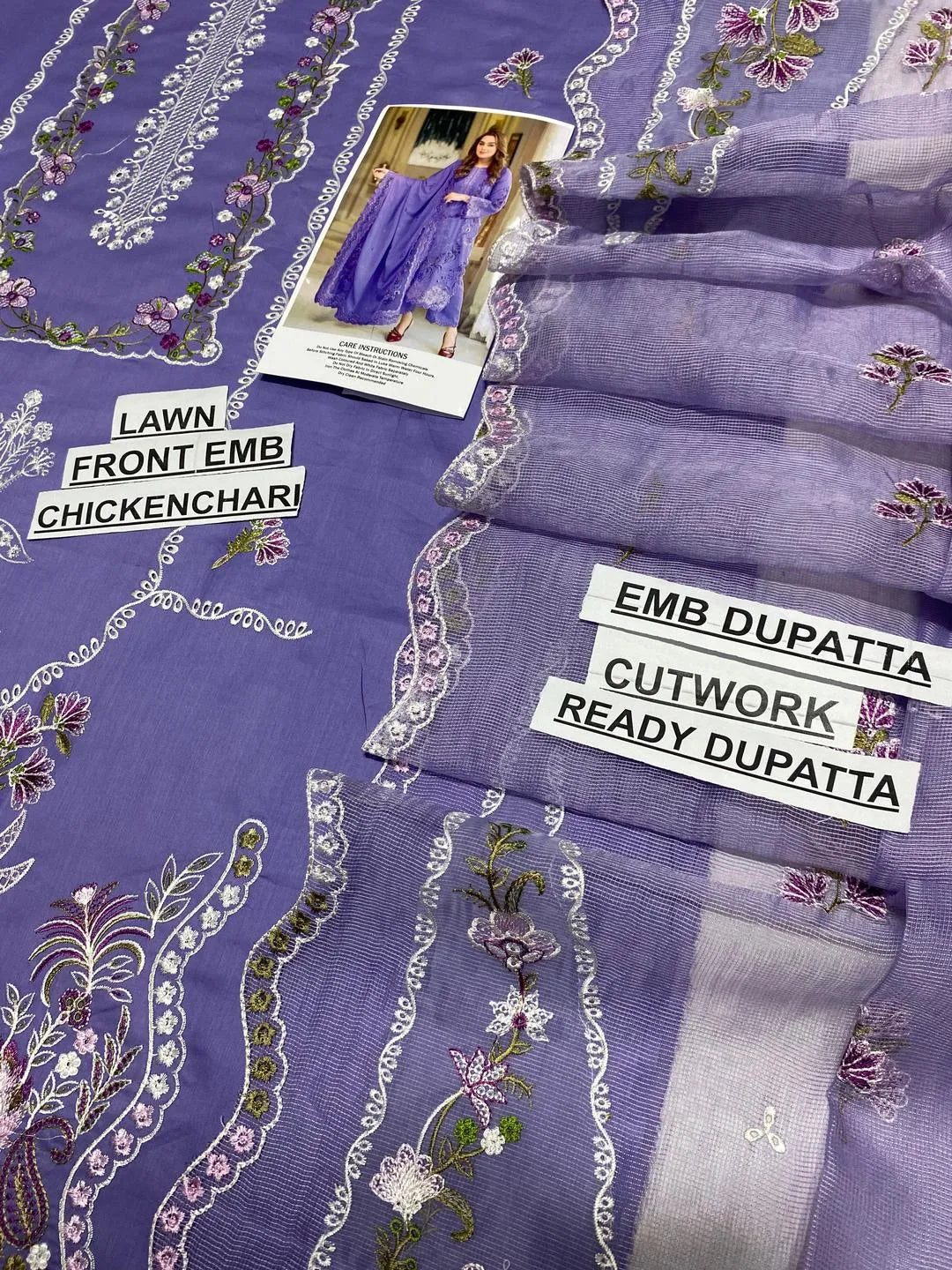 Purple Chikankari Lawn 3-Piece Suit for Women