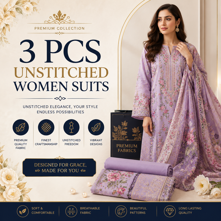 Women's 3 Piece UnStitched Suits