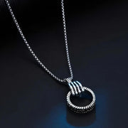 Men's Ring Shaped Necklace Silver Gold Stainless Steel