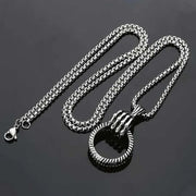 Men's Ring Shaped Necklace Silver Gold Stainless Steel