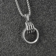 Men's Ring Shaped Necklace Silver Gold Stainless Steel