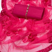 Pink Katan Silk 3-Piece Wedding Suit with Net Dupatta