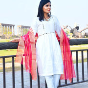 3-Piece Katan Silk Suit for Women with Organza Dupatta