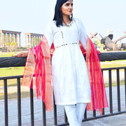 3-Piece Katan Silk Suit for Women with Organza Dupatta
