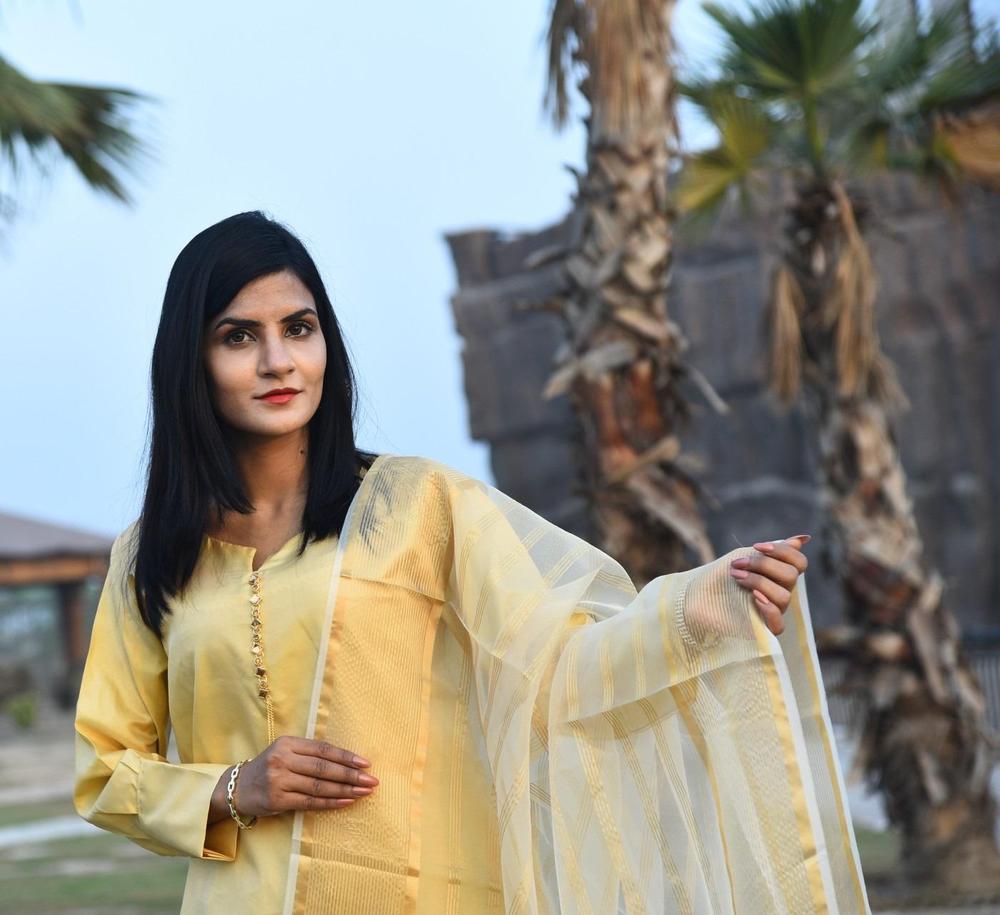 Golden Katan Silk 3-Piece Suit for Women