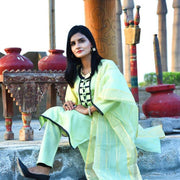 3-Piece Katan Silk Suit Light Green for Women