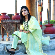 3-Piece Katan Silk Suit Light Green for Women