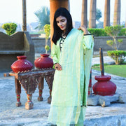 3-Piece Katan Silk Suit Light Green for Women