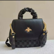 Black Printed Chain Strap Shoulder Bag for Girls