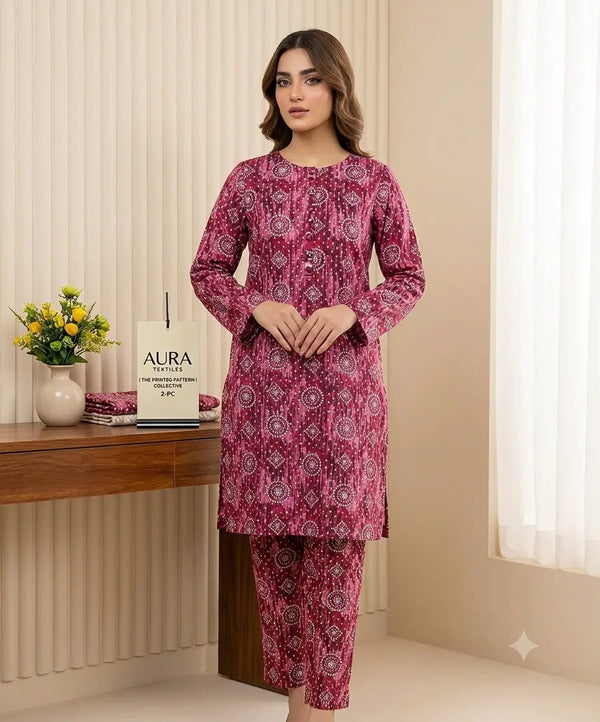 2 Pcs Women's Unstitched Printed