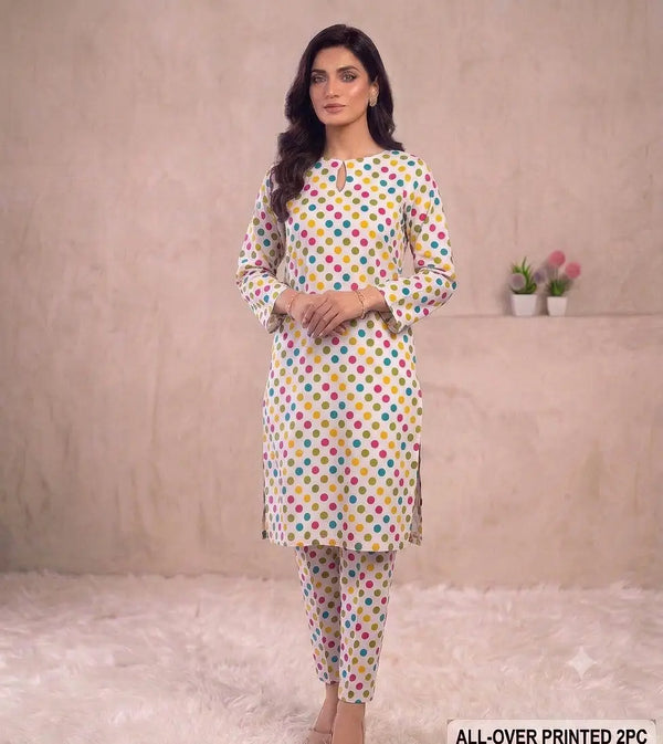 2 Pcs Women's Unstitched Printed Suit