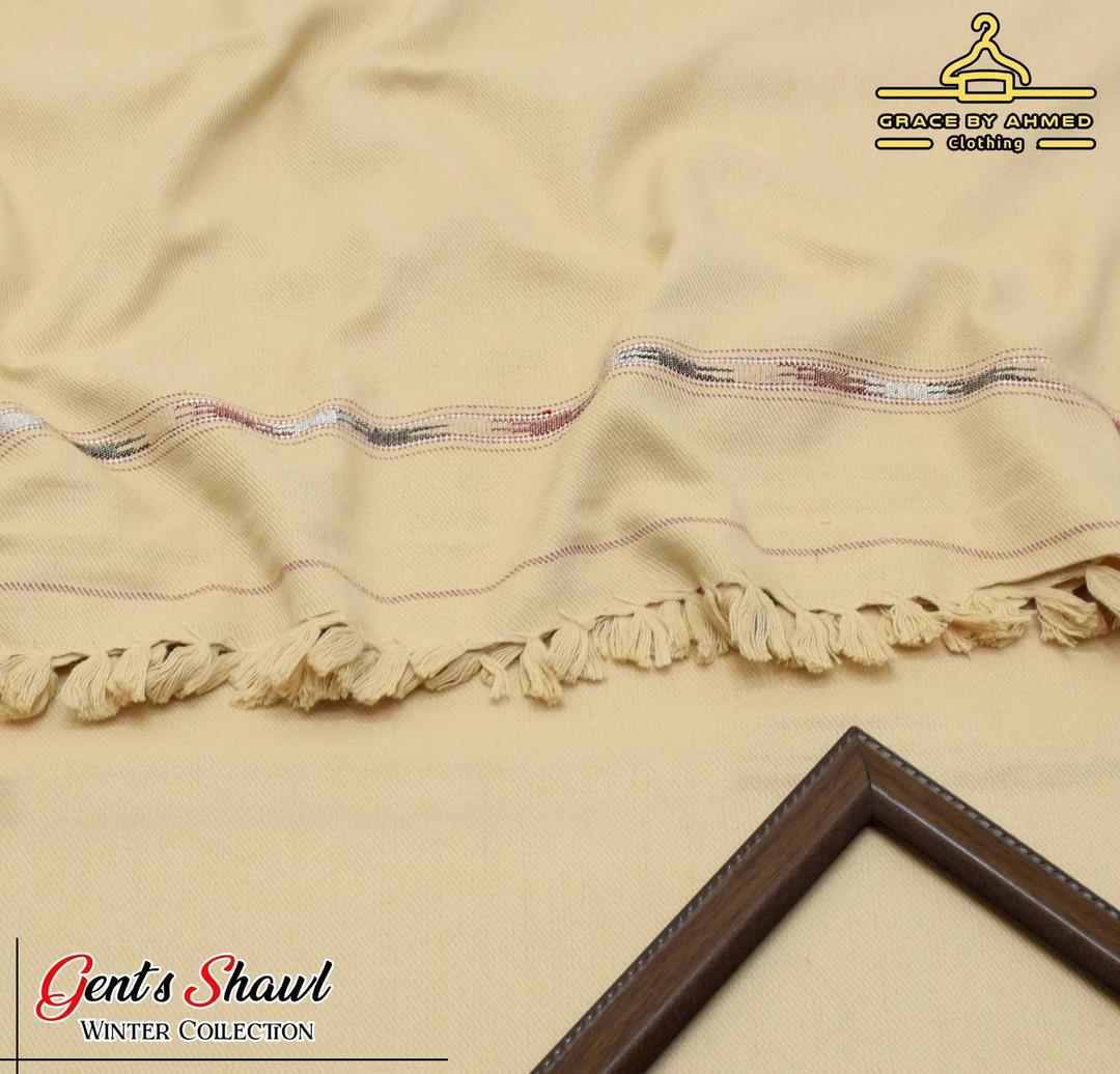 Men's Acrylic Embroidered Shawl Brown Winter