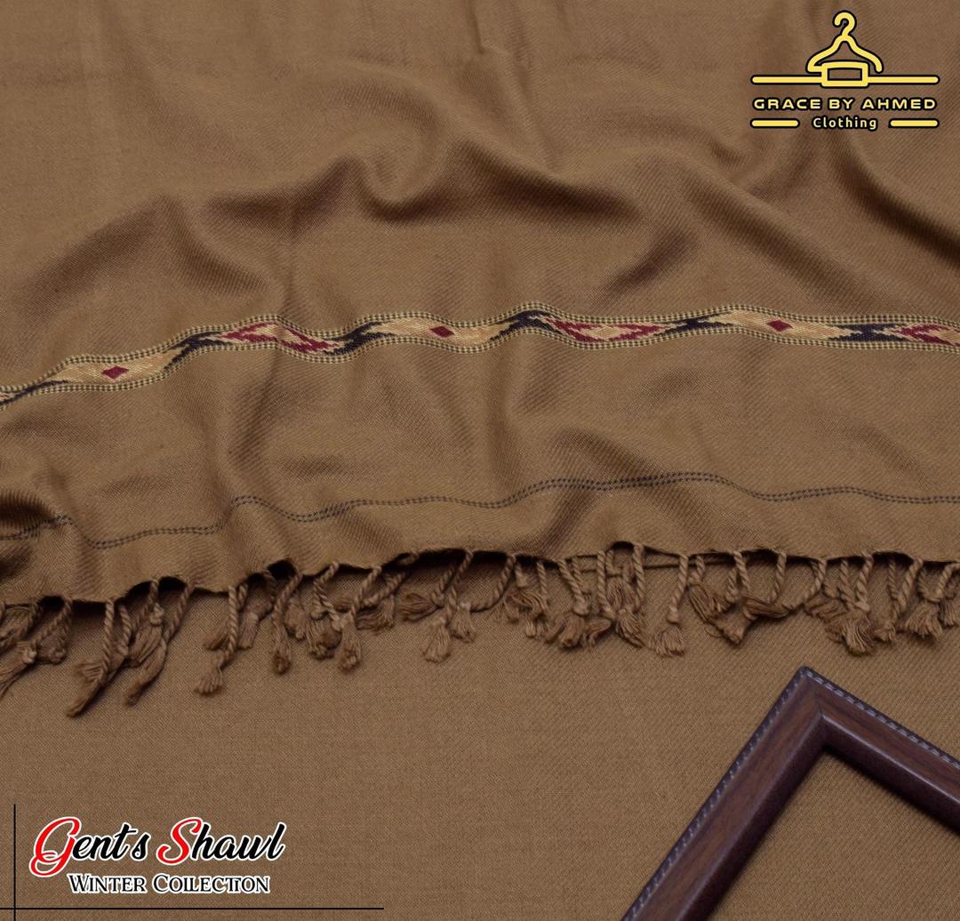 Men's Brown Embroidered Acrylic Shawl Winter Collection