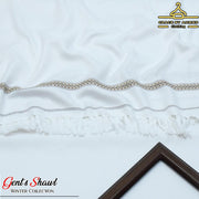 Men's Embroidered Acrylic Shawl White Winter Warm