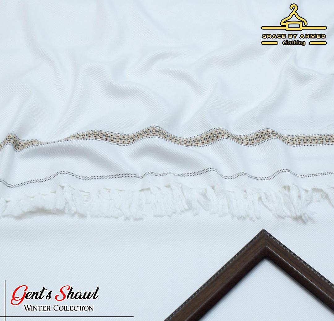 Men's Embroidered Acrylic Shawl White Winter Warm