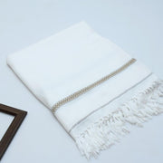 Men's Embroidered Acrylic Shawl White Winter Warm