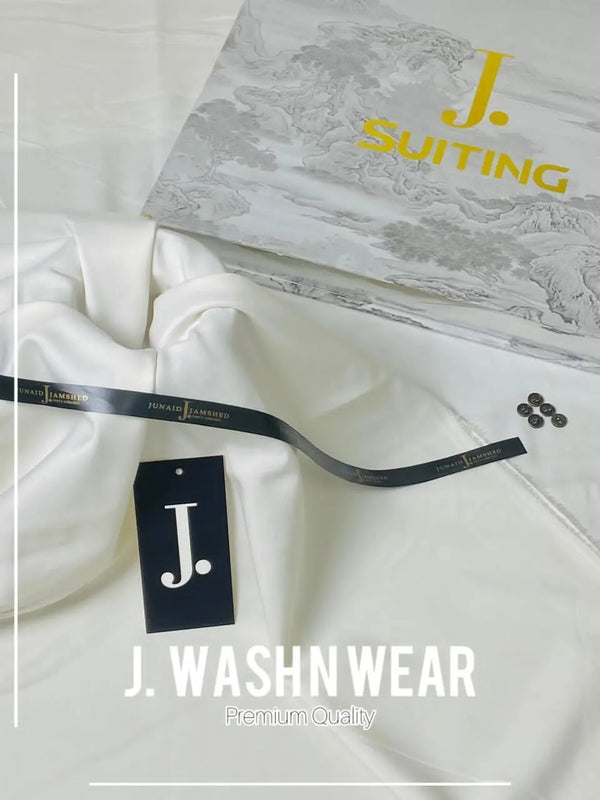 J. Men Unstitched Wash N Wear Suit Off White Plain