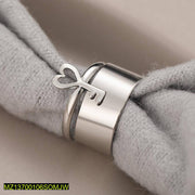 Adjustable Silver Key & Band Ring for Couples