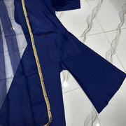 Long Flare Sharara With Lace Dupatta 3Pcs