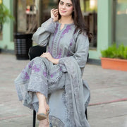 MUSHQ 3 Pcs UnStitched Chicken Kari Embroidered Lawn Suit