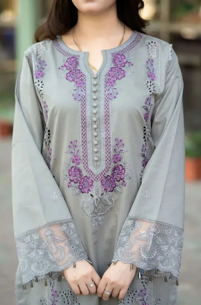 MUSHQ 3 Pcs UnStitched Chicken Kari Embroidered Lawn Suit