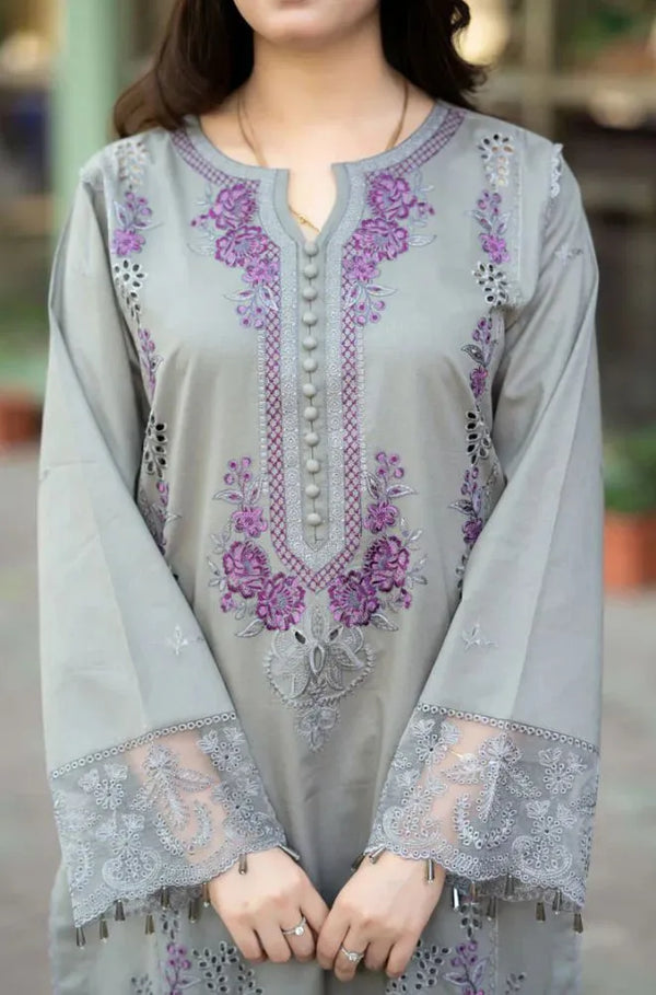 MUSHQ 3 Pcs UnStitched Chicken Kari Embroidered Lawn Suit