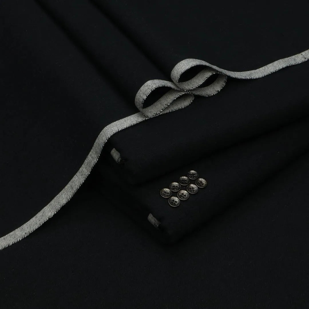 Men's Khaddar Unstitched Plain Suit Winter Black