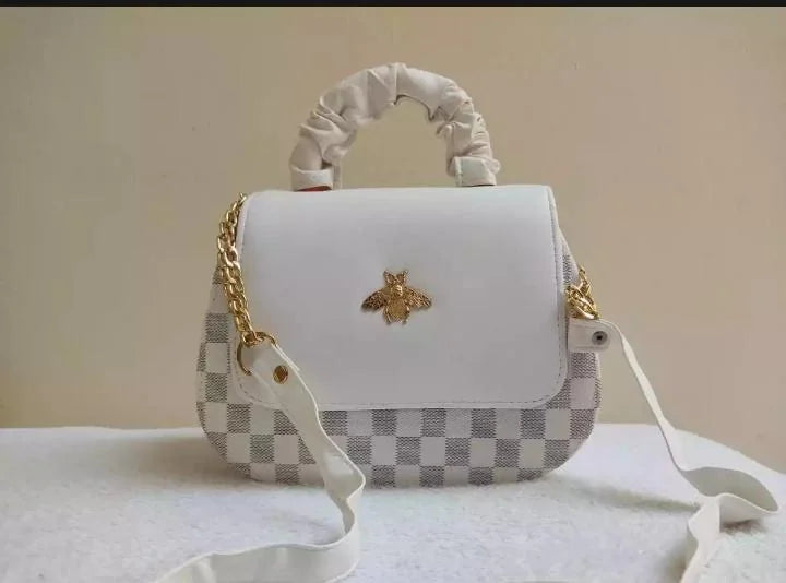 Women Printed Chain Strap Shoulder Bag Black - White