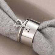 Adjustable Silver Key & Band Ring for Couples