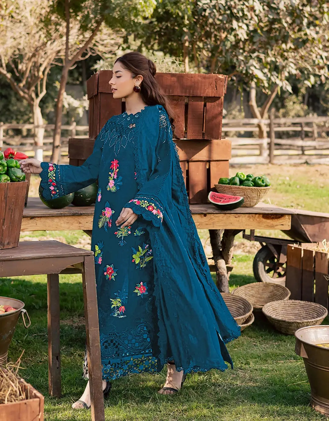 3-Piece Women's Unstitched Viscose Embroidered Suit