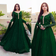 Green Embroidered Chiffon Maxi Set with Dupatta