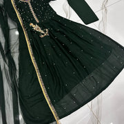 Green Embroidered Chiffon Maxi Set with Dupatta