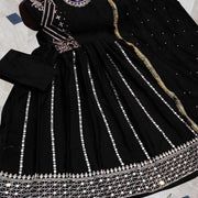 Black Mirror Work 3-Piece Bridal Suit for Women