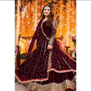 Maroon Mirror Work Lehenga Set for Women