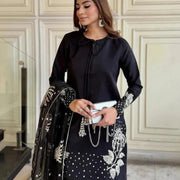 Silver Gold Sequence Embroidered 3Pcs Pakistani Suit