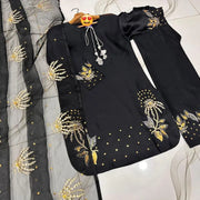 Silver Gold Sequence Embroidered 3Pcs Pakistani Suit