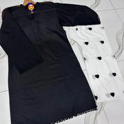 Lace Border Shirt With Heart Embroidery Flapper 2Pcs
