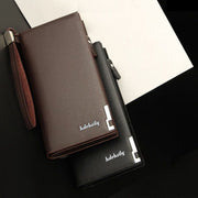 BaleBaily Long Wallet Slim Multi Pocket Pu Leather Design  Black - Brown
