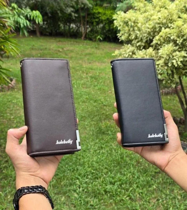 BaleBaily Long Wallet Slim Multi Pocket Pu Leather Design  Black - Brown
