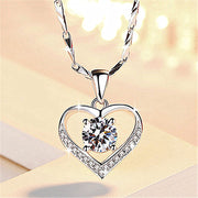 Silver Heart Pendant Necklace Korean Style Daily Wear