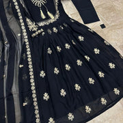 Black Embroidered 3-Piece Wedding Suit with Gold Work