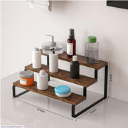 Wooden Bathroom Rack Black Metal Legs 14x9x6 Inch
