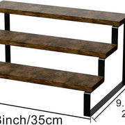 Wooden Bathroom Rack Black Metal Legs 14x9x6 Inch