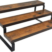 Wooden Bathroom Rack Black Metal Legs 14x9x6 Inch