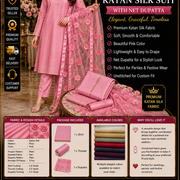 3-Piece Women's UnStitched Pink Katan Silk Suit