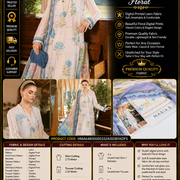 3-Piece Women's Unstitched Digital Printed Lawn Pink Blue Floral
